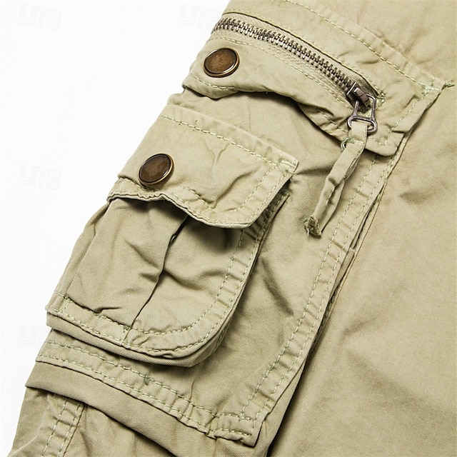 Classic Multi-Pocket Cargo Shorts with Drawstring for Hiking and Outdoor Activities - Cotton Streetwear Bermuda Shorts