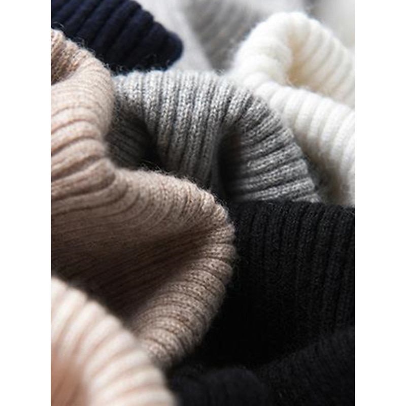 Women's Stylish Oversized Pullover Sweater Jumper with Turtleneck and Ribbed Knit for Fall and Winter