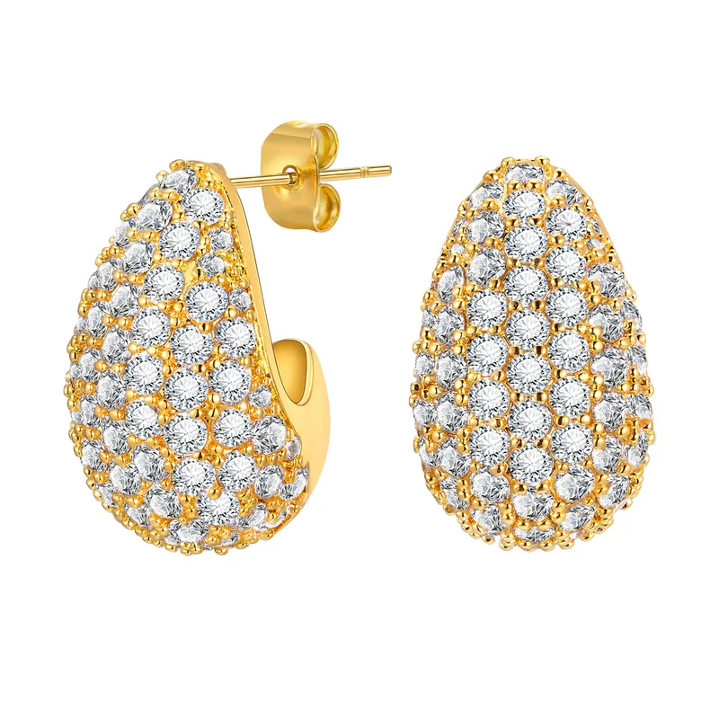 French Water Drop Zircon Ear Studs