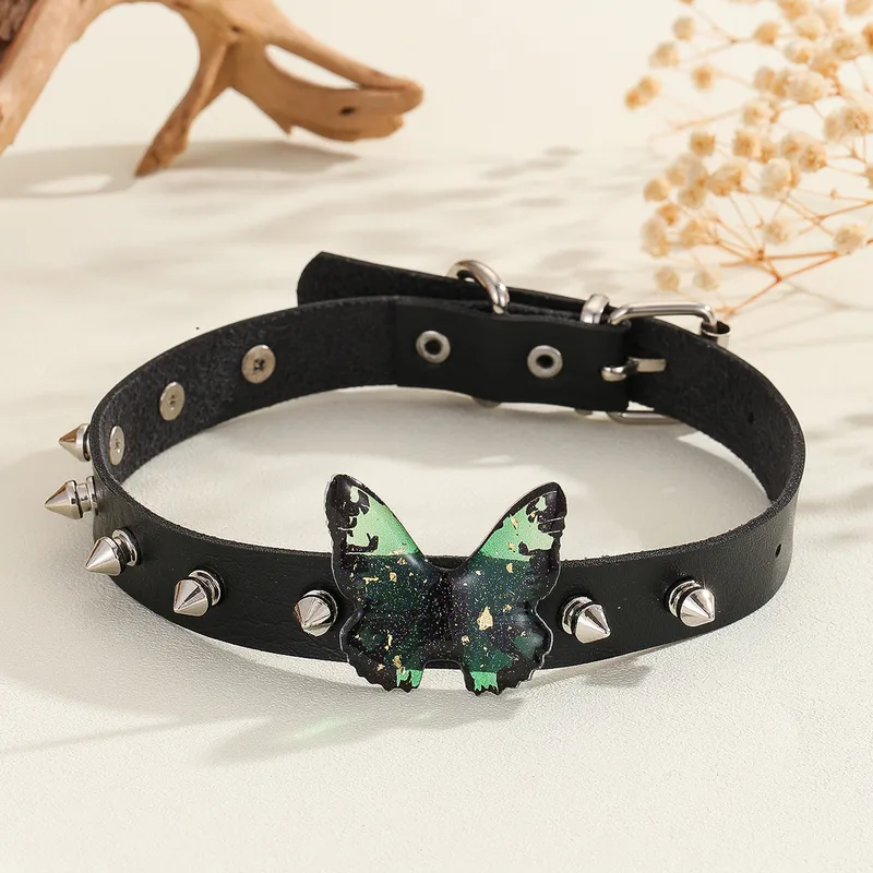 Punk Butterfly Leather Necklace