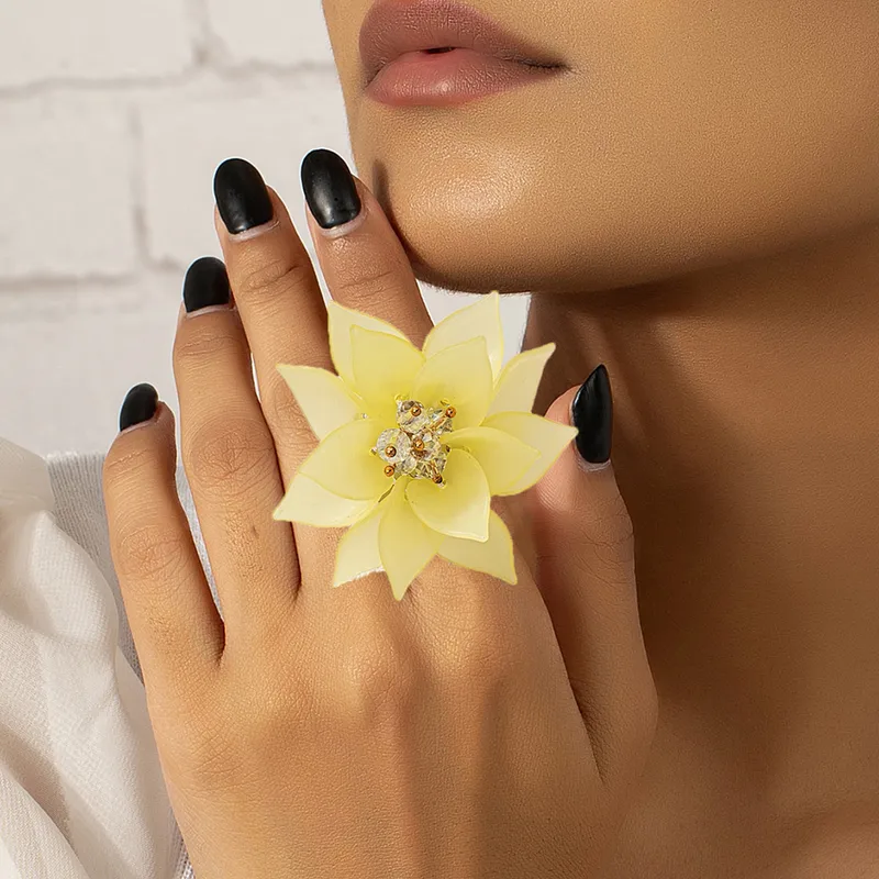 Romantic Flower Acrylic Open Ring