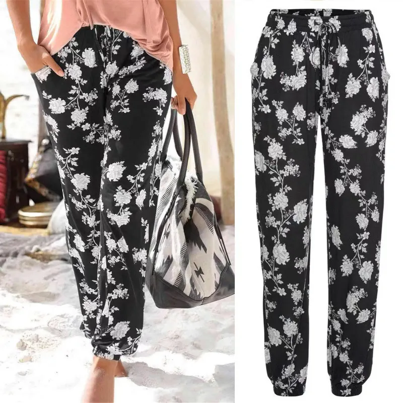 Women's Holiday Streetwear Printing Full Length Pocket Casual Pants