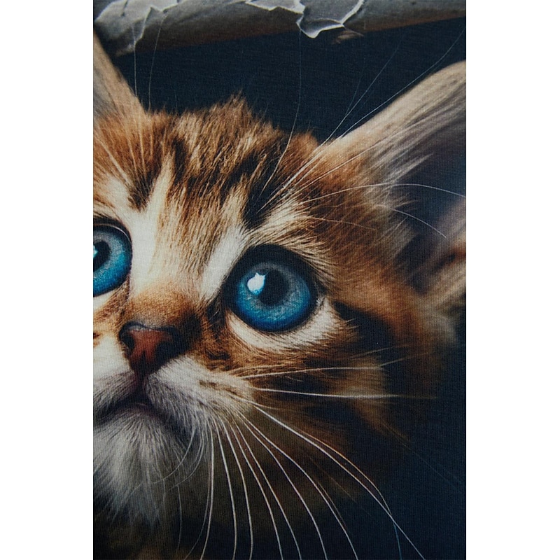 Stylish Women's 3D Cat Print T-Shirt - Trendy Round Neck Short Sleeve for Daily and Weekend Wear