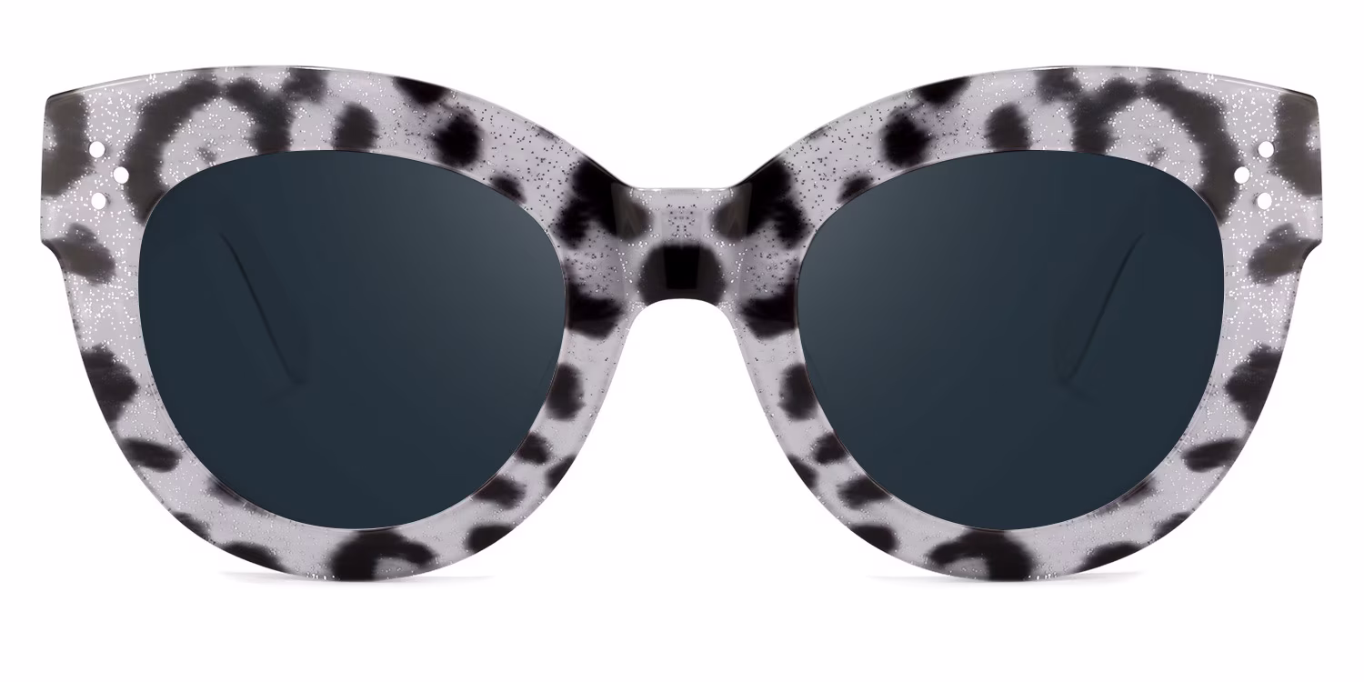 Stylish Gray-Leopard Cat-Eye Sunglasses with Elegant Design