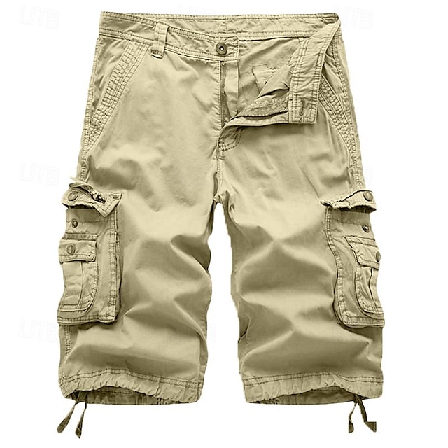 Classic Multi-Pocket Cargo Shorts with Drawstring for Hiking and Outdoor Activities - Cotton Streetwear Bermuda Shorts