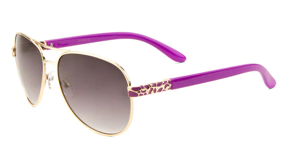 Elegant Metal Temple Sunglasses with Vine Deco and Shiny Plastic Legs