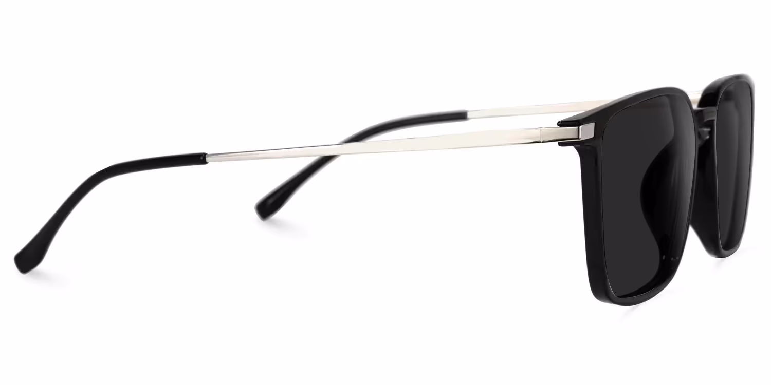 Sophisticated Square Black Sunglasses with Metal Hinges