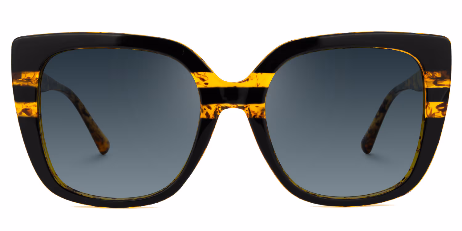 Chic Square Tortoise Sunglasses with Glossy Finish and Flexible Metal Hinges