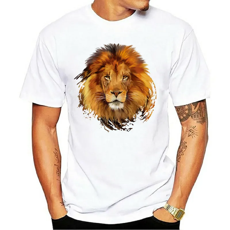 Men's Lion Jaguar Streetwear Round Neck Short Sleeve Regular Fit Men's T-shirt