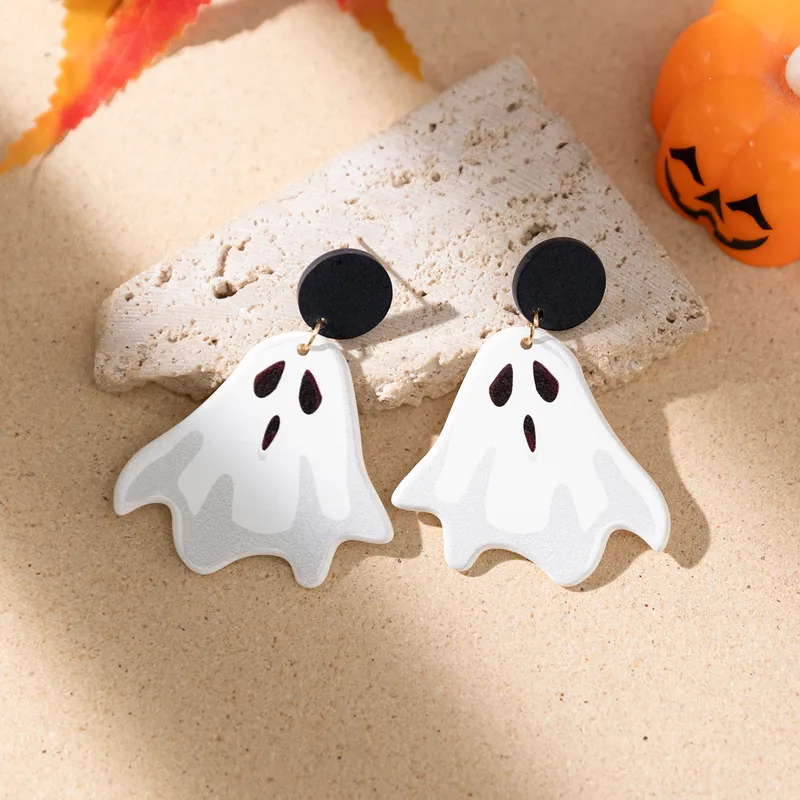 Funny Pumpkin Bat Skull Acrylic Drop Earrings PJ-BR-0155