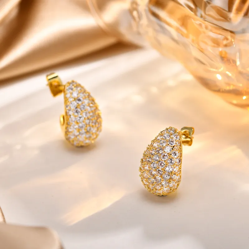 French Water Drop Zircon Ear Studs