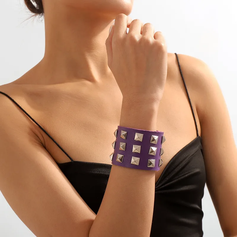 Diamond Leather Punk Night Club Bracelet