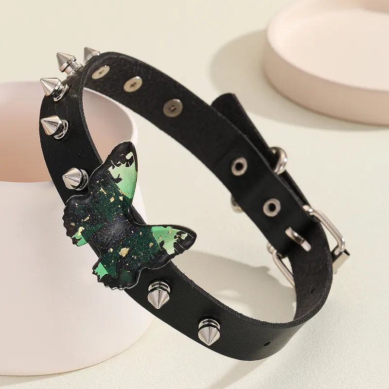 Punk Butterfly Leather Necklace