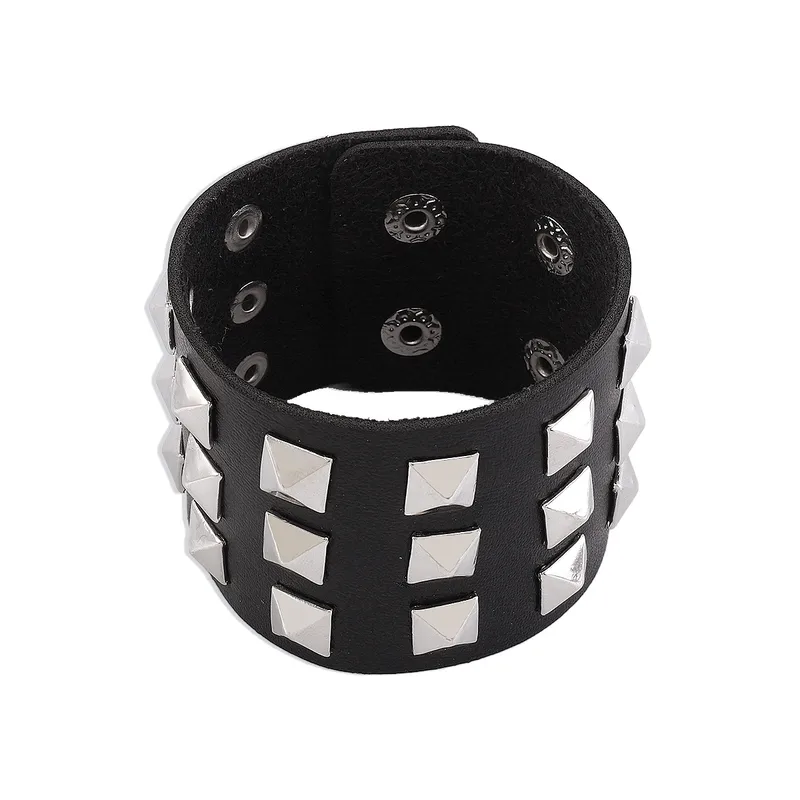 Diamond Leather Punk Night Club Bracelet