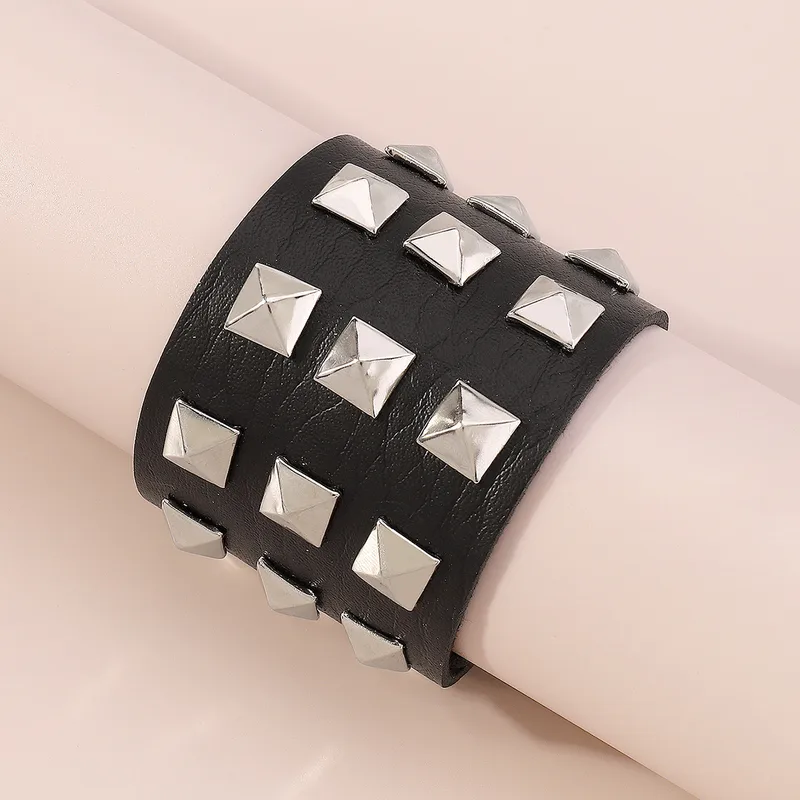 Diamond Leather Punk Night Club Bracelet