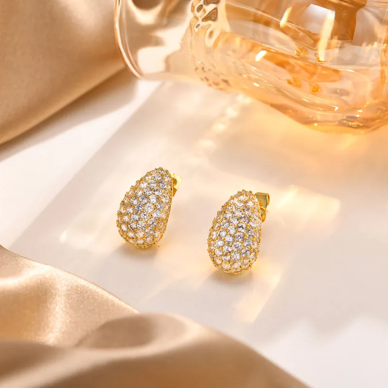 French Water Drop Zircon Ear Studs