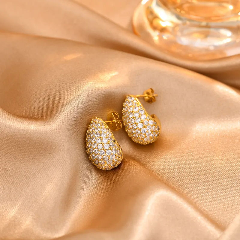 French Water Drop Zircon Ear Studs