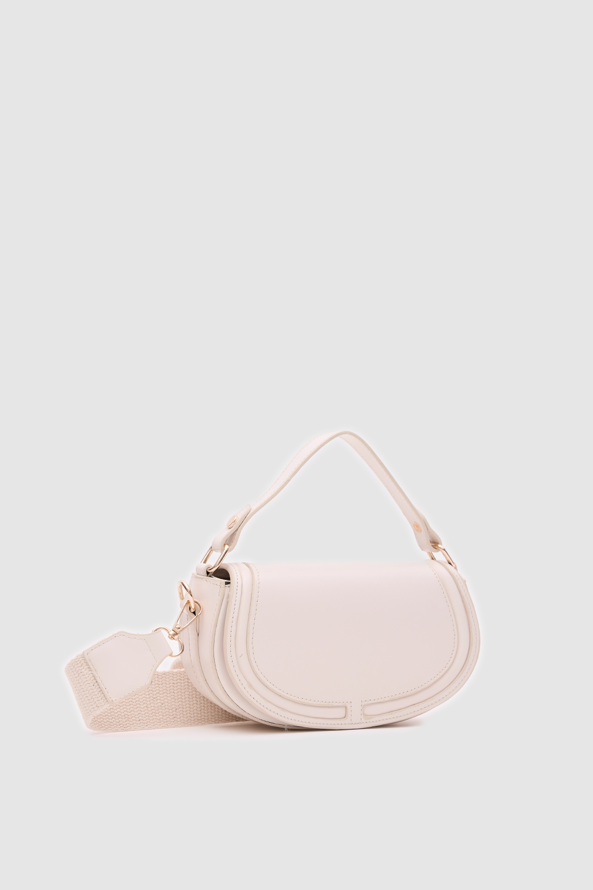 Elegant Cream Curved Shoulder Bag