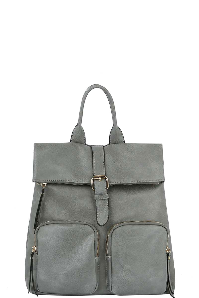 Classic Black Faux Leather Backpack