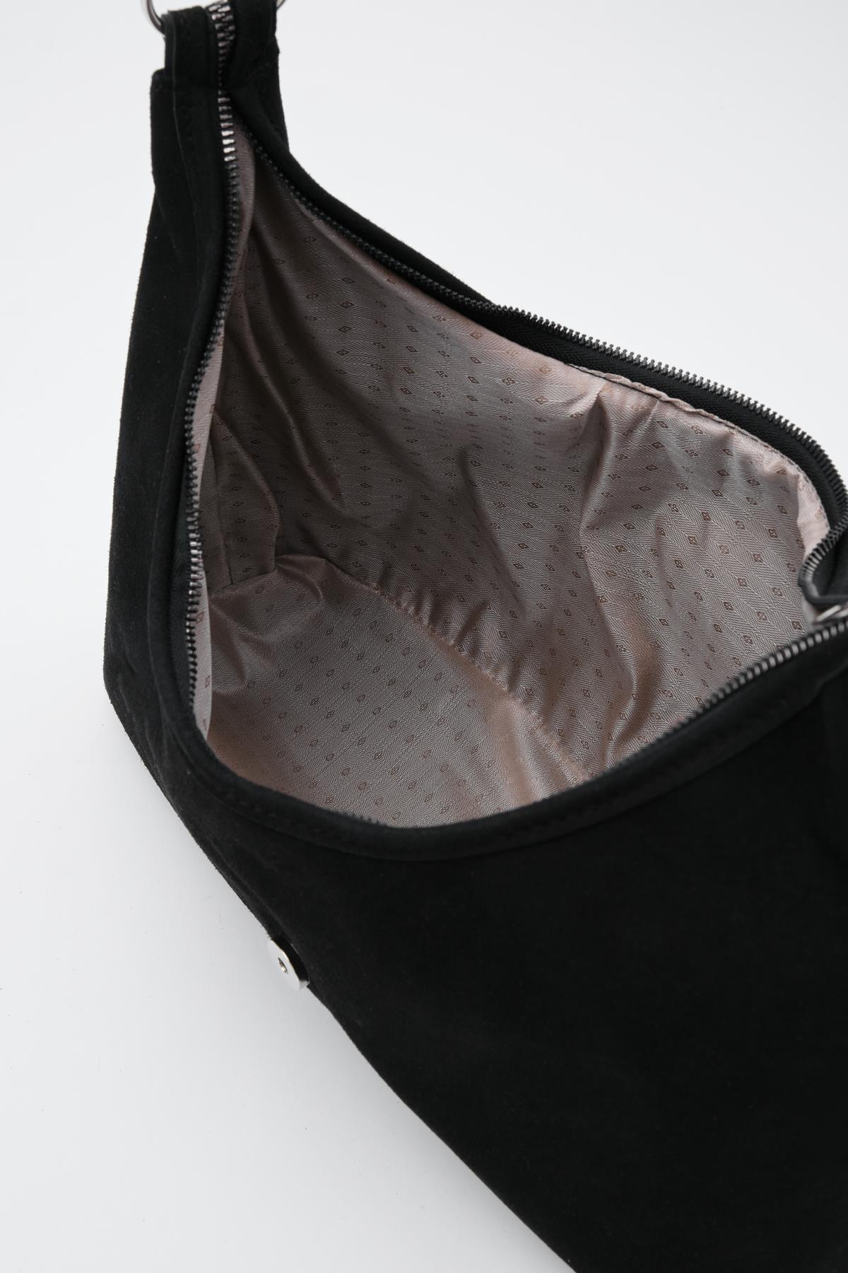 Elegant Black Canvas Shoulder Bag