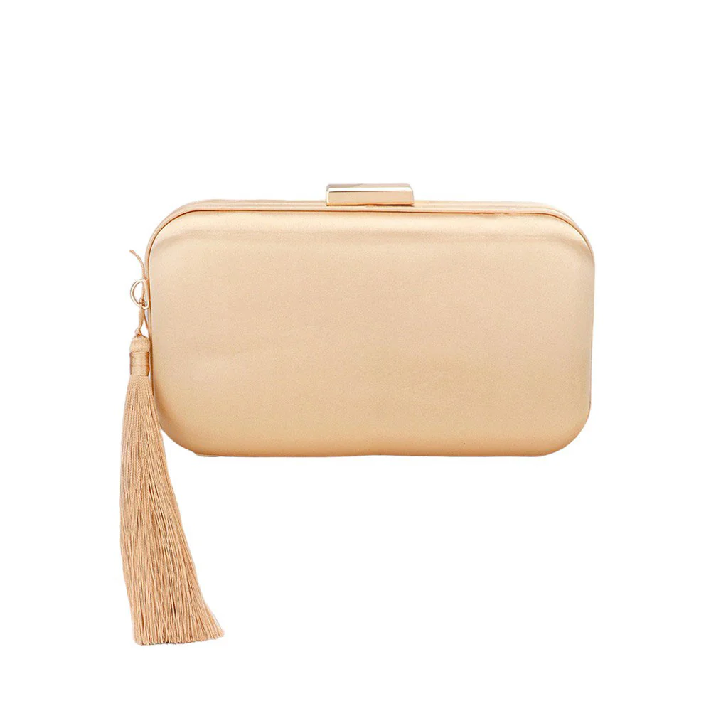Elegant Pink Satin Clutch With Tassel
