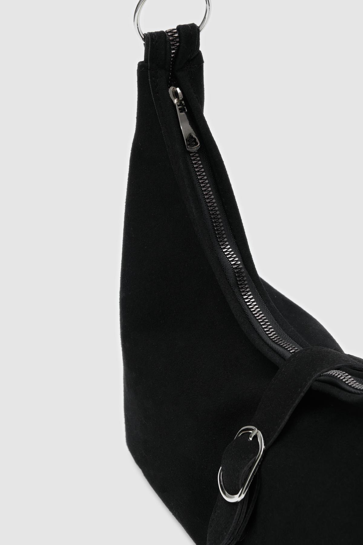Elegant Black Canvas Shoulder Bag
