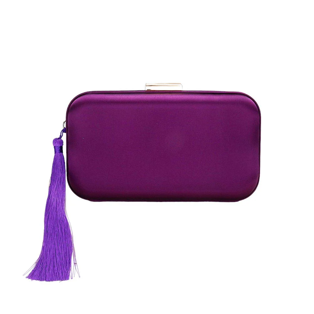 Elegant Pink Satin Clutch With Tassel
