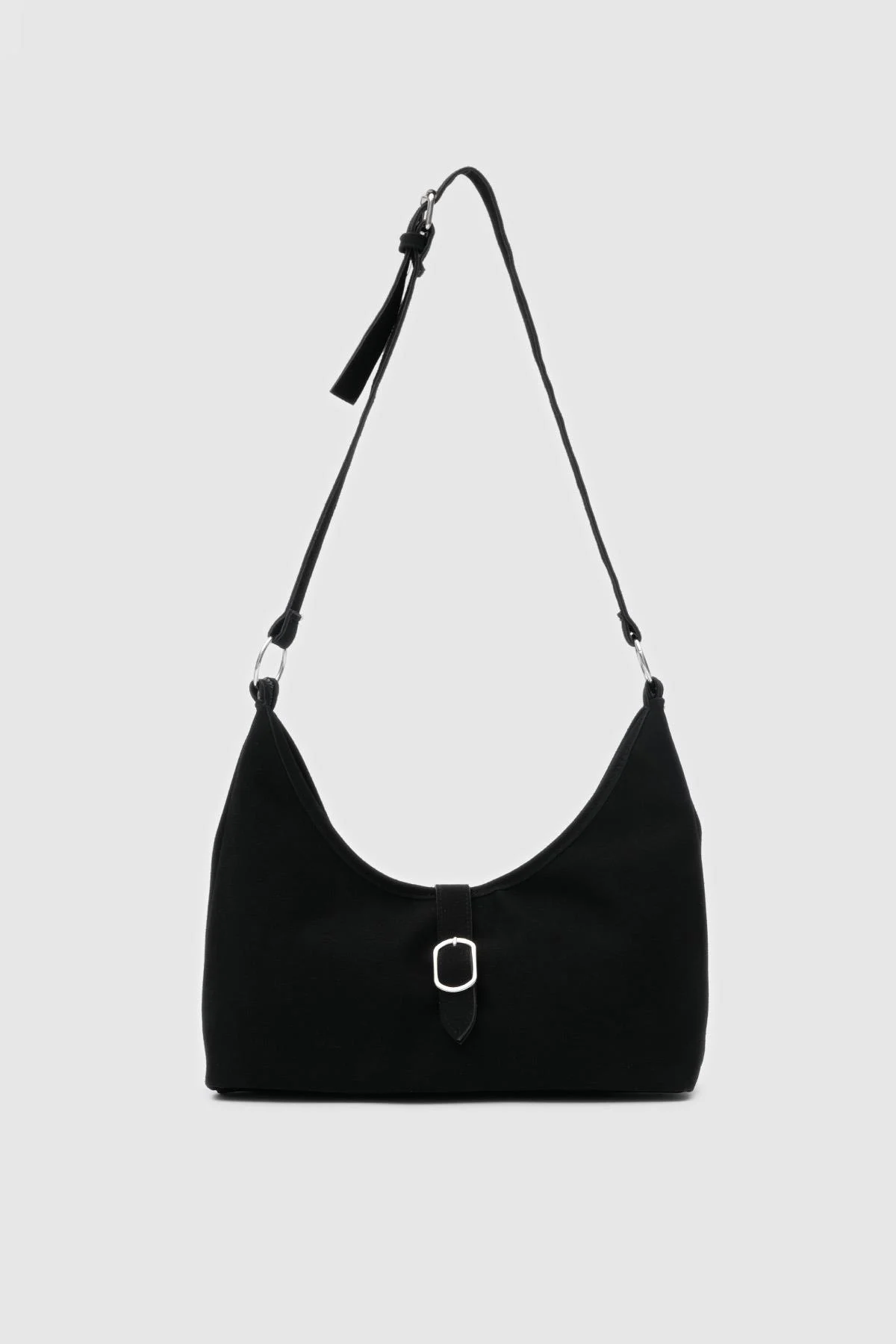 Elegant Black Canvas Shoulder Bag