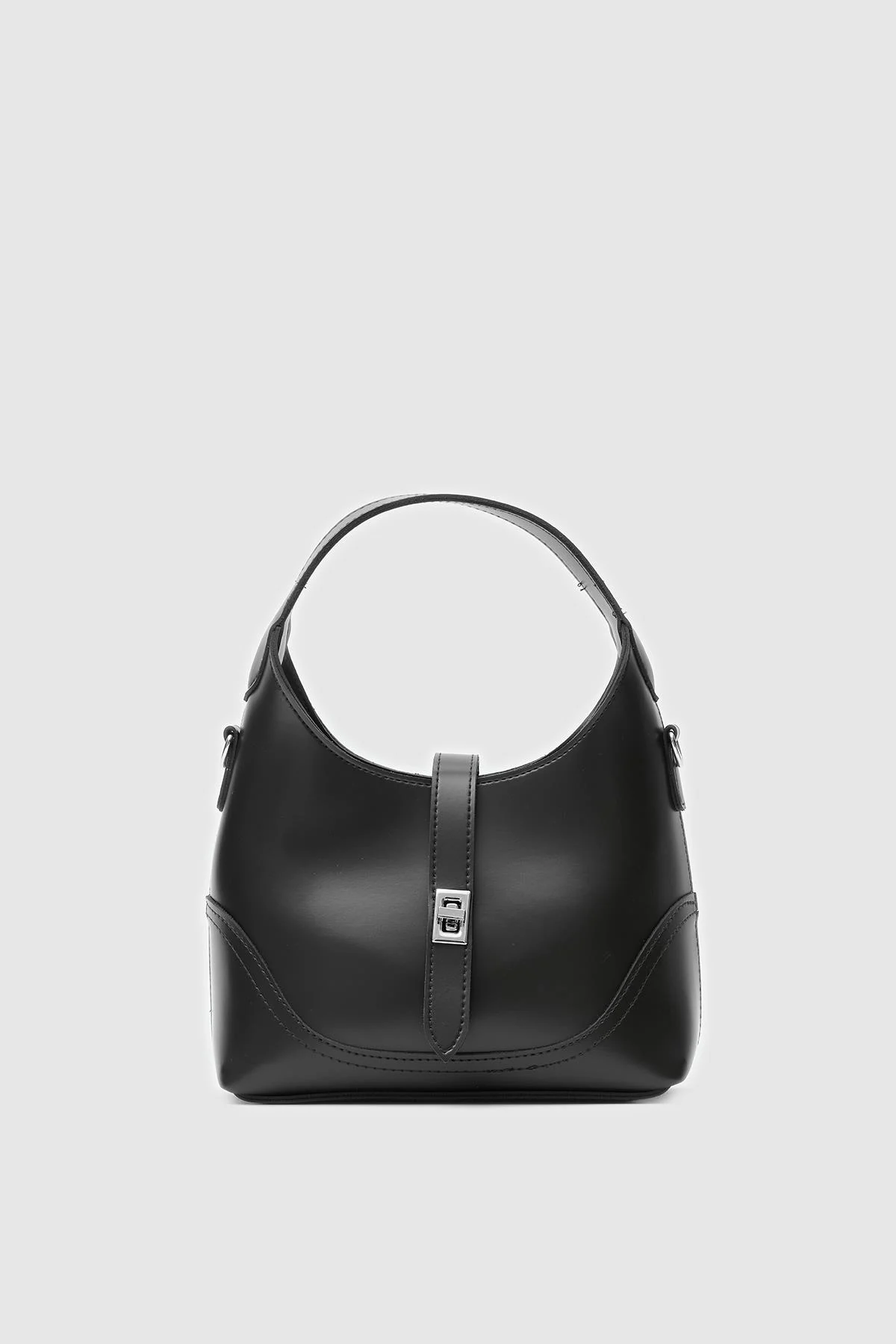 Elegant Black Faux Leather Handbag