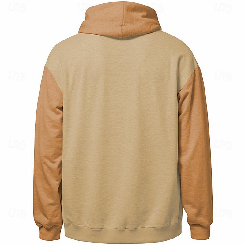 Stylish Cowboy-Themed 3D Printed Hoodie for Men – Light Brown & Blue Crew Neck – Trendy Fall/Winter Fashion Sweatshirt