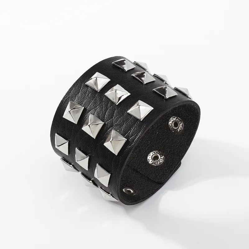 Diamond Leather Punk Night Club Bracelet